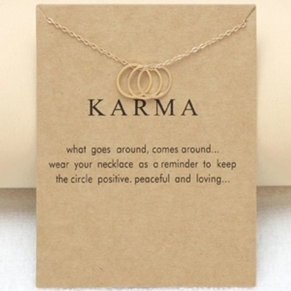 Karma Triple Interlocking Circle‎ Necklace Gold Tone Dainty Link Chain 45cm+5cm